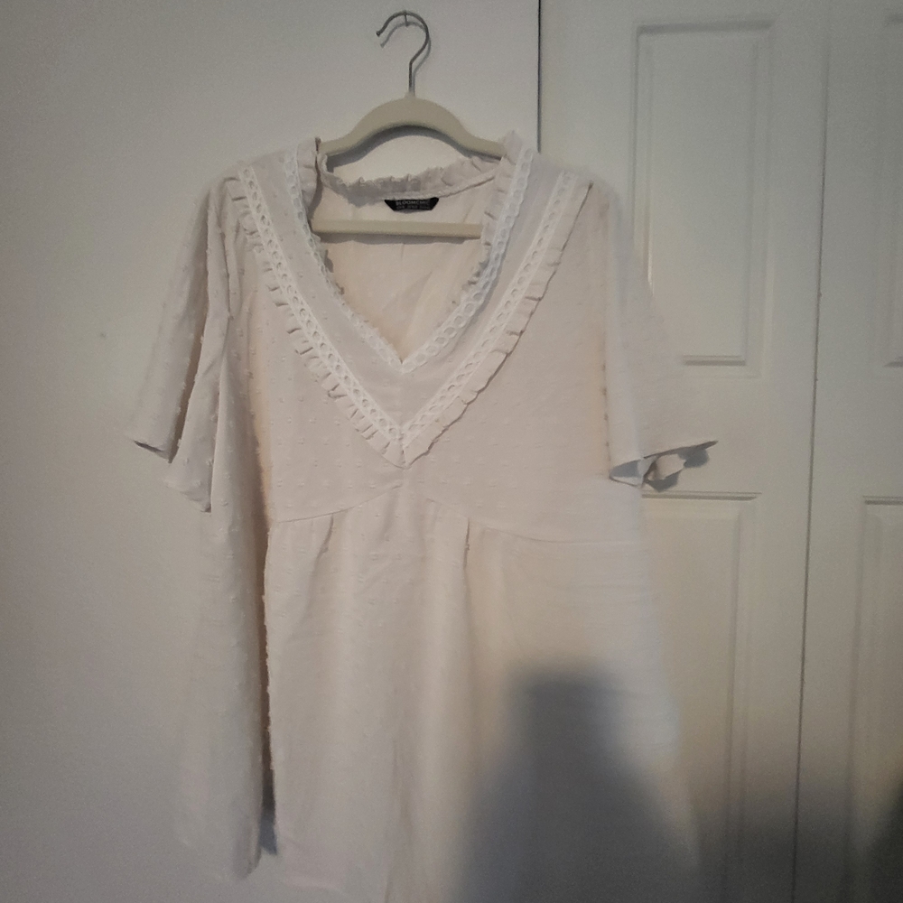 BloomChic Cream Lace V-Neck Blouse